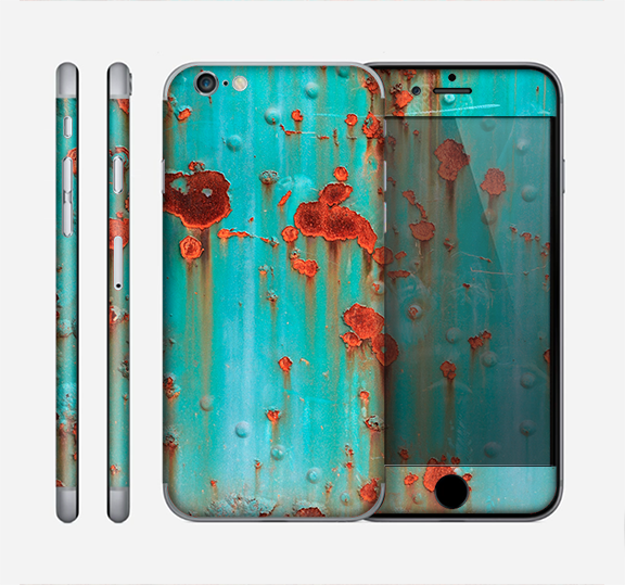 The Teal Metal with Rust Sectioned Skin Series for the Apple iPhone 6s Plus