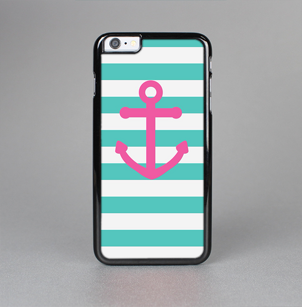 The Teal Striped Pink Anchor Skin-Sert Case for the Apple iPhone 6 Plus