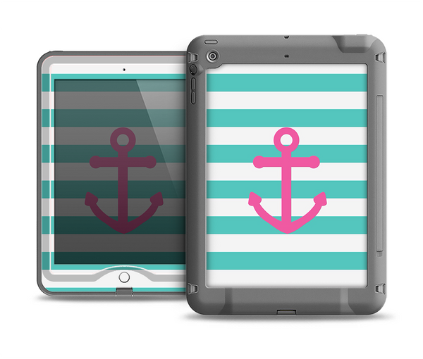 The Teal Striped Pink Anchor Apple iPad Air LifeProof Nuud Case Skin Set