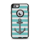 The Teal Stripes with Gray Nautical Anchor Apple iPhone 6 Otterbox Defender Case Skin Set