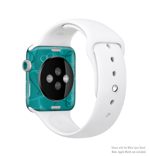 The Teal Swirly Vector Love Hearts Full-Body Skin Kit for the Apple Watch