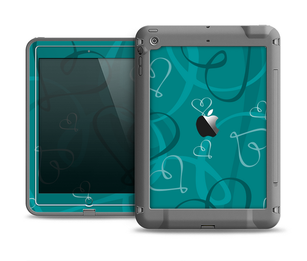 The Teal Swirly Vector Love Hearts Apple iPad Air LifeProof Fre Case Skin Set