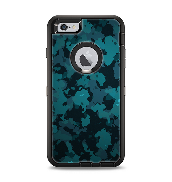 The Teal Vector Camo Apple iPhone 6 Plus Otterbox Defender Case Skin Set