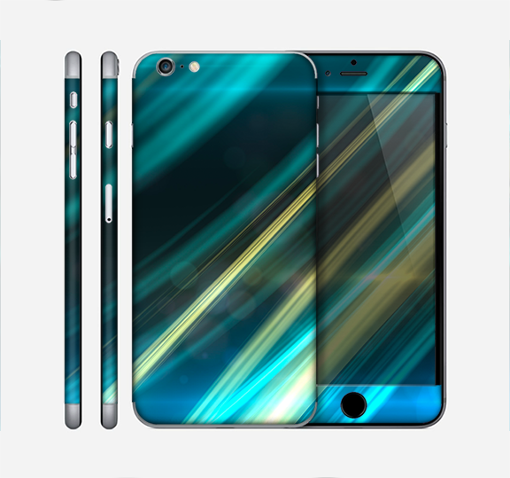 The Teal & Yellow Abstract Glowing Lines Skin for the Apple iPhone 6 Plus