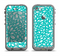 The Teal and White Floral Sprout Apple iPhone 5c LifeProof Fre Case Skin Set
