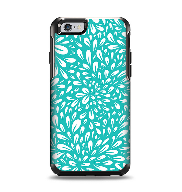 The Teal and White Floral Sprout Apple iPhone 6 Otterbox Symmetry Case Skin Set