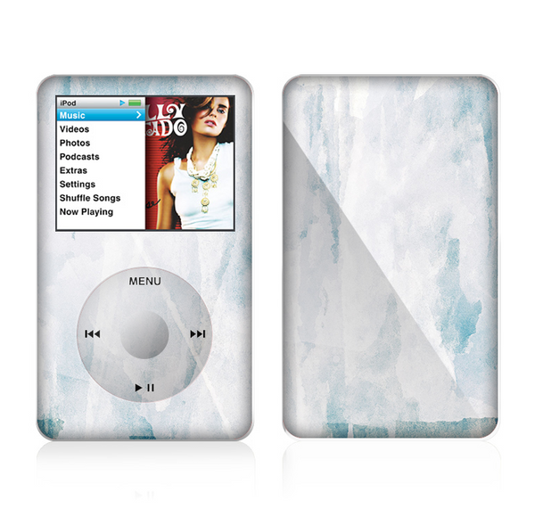 The Teal and White WaterColor Panel Skin For The Apple iPod Classic