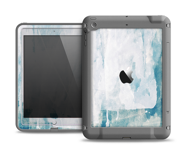 The Teal and White WaterColor Panel Apple iPad Air LifeProof Fre Case Skin Set