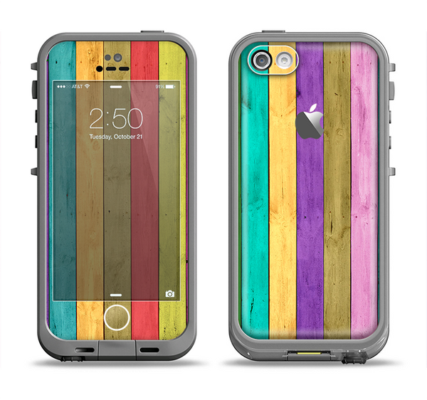 The Thin Neon Colored Wood Planks Apple iPhone 5c LifeProof Fre Case Skin Set