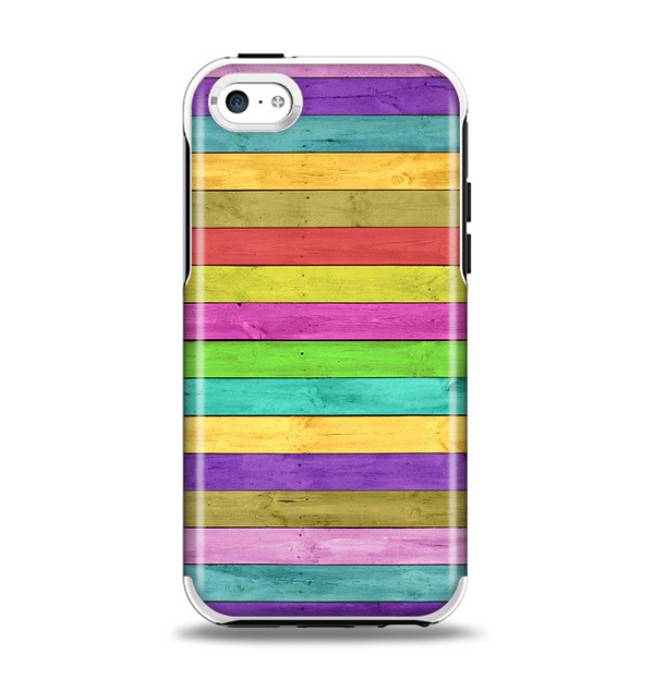 The Thin Neon Colored Wood Planks Apple iPhone 5c Otterbox Symmetry Case Skin Set