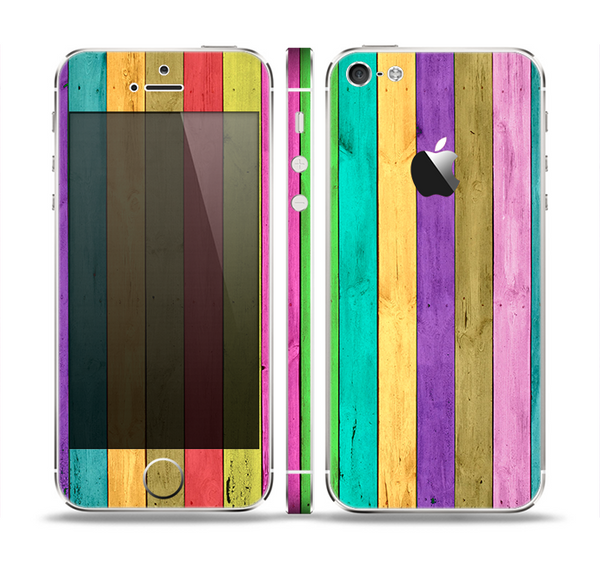 The Neon Wood Planks Skin Set for the Apple iPhone 5