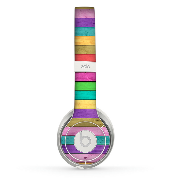 The Thin Neon Colored Wood Planks Skin for the Beats by Dre Solo 2 Headphones