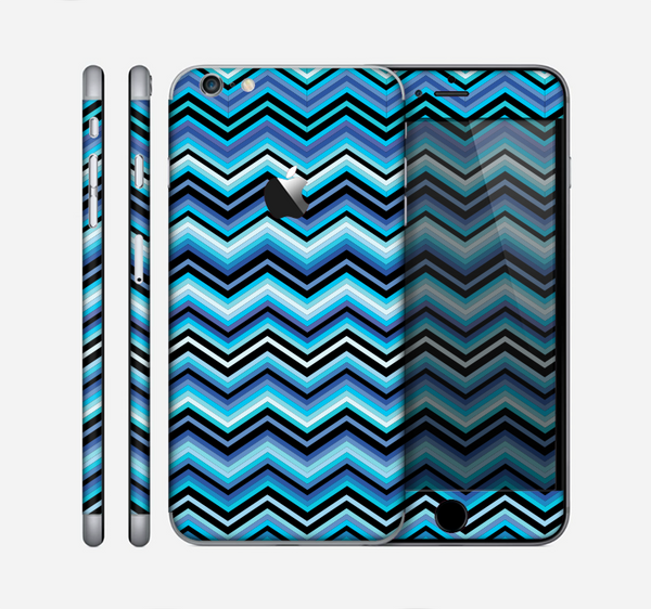 The Thin Striped Blue Layered Chevron Pattern Skin for the Apple iPhone 6 Plus