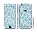 The Three-Lined Blue & White Chevron Pattern Sectioned Skin Series for the Apple iPhone 6