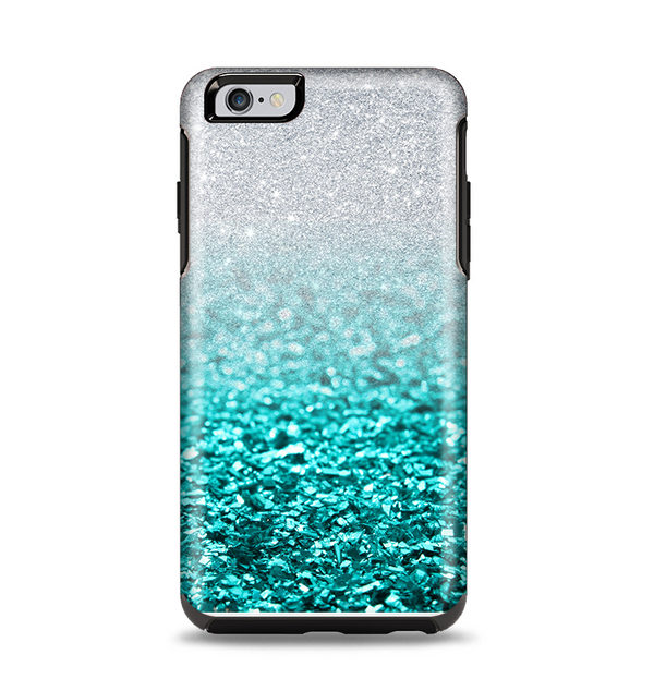 The Aqua Blue & Silver Glimmer Fade Apple iPhone 6 Plus Otterbox Symmetry Case Skin Set
