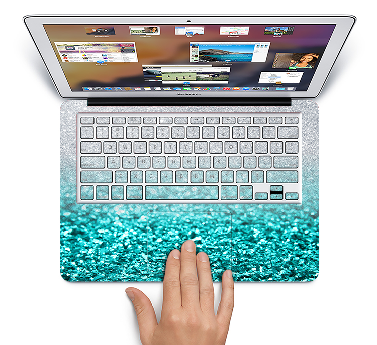 The Aqua Blue & Silver Glimmer Fade Skin Set for the Apple MacBook Air 13"