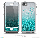 The Aqua Blue & Silver Glimmer Fade Name Script V2 Skin for the iPhone 5-5s nüüd LifeProof Case