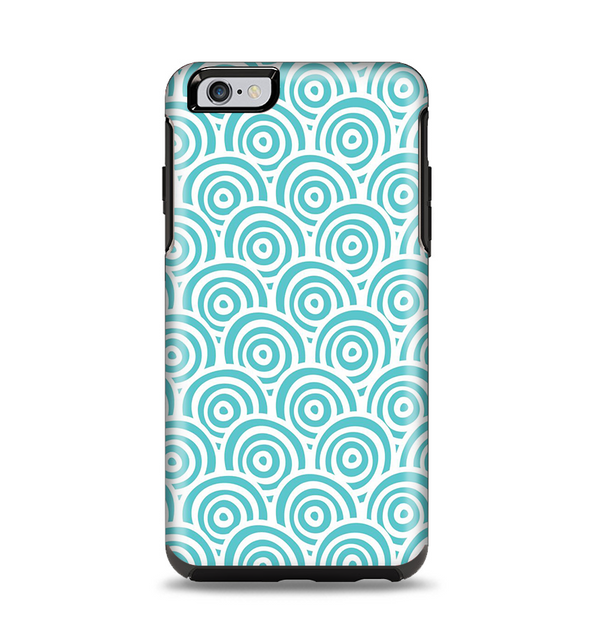 The Aqua Blue & White Swirls Apple iPhone 6 Plus Otterbox Symmetry Case Skin Set