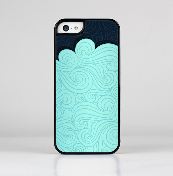 The Aqua Green Abstract Swirls with Dark Skin-Sert Case for the Apple iPhone 5c