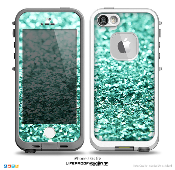 The Aqua Green Glimmer Skin for the iPhone 5-5s Fre LifeProof Case