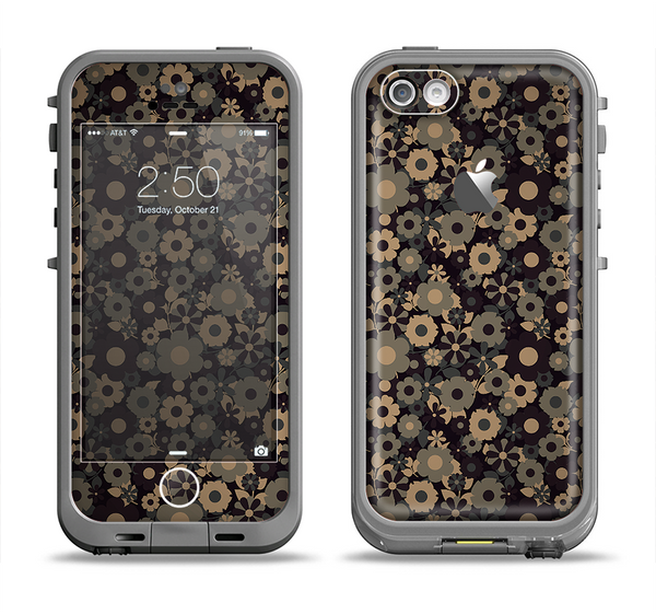 The Tiny Gold Floral Sprockets Apple iPhone 5c LifeProof Fre Case Skin Set