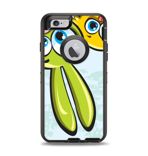 The Toon Green Rabbit and Yellow Chicken Apple iPhone 6 Otterbox Defender Case Skin Set