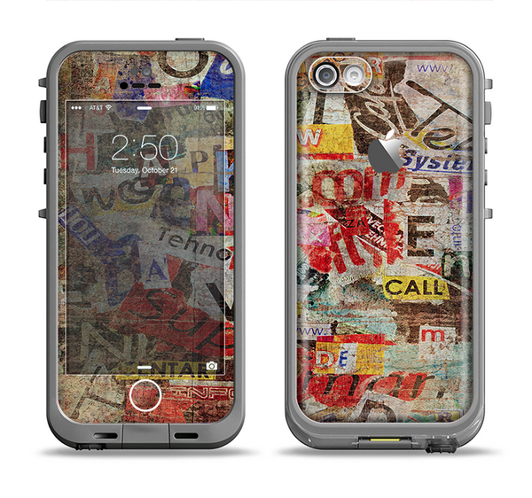 The Torn Newspaper Letter Collage V2 Apple iPhone 5c LifeProof Fre Case Skin Set
