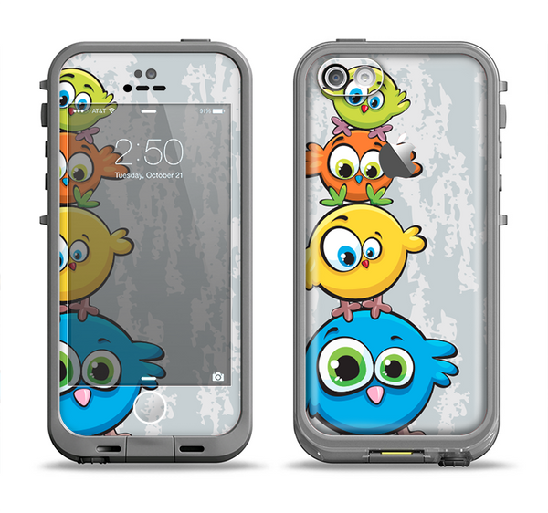 The Tower of Highlighted Cartoon Birds Apple iPhone 5c LifeProof Fre Case Skin Set
