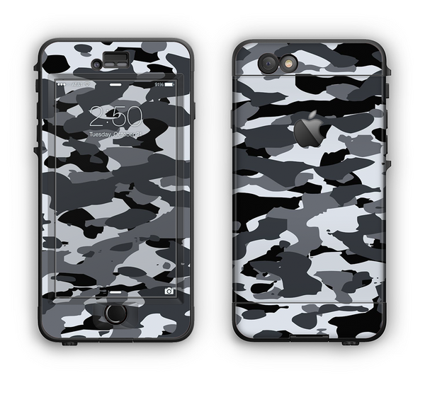 The Traditional Black & White Camo Apple iPhone 6 Plus LifeProof Nuud Case Skin Set