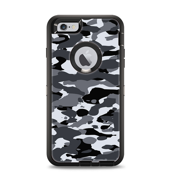 The Traditional Black & White Camo Apple iPhone 6 Plus Otterbox Defender Case Skin Set