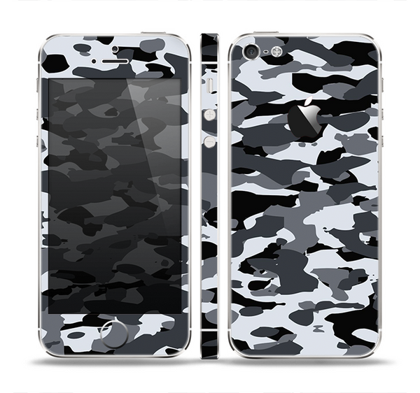 The Traditional Black & White Camo Skin Set for the Apple iPhone 5
