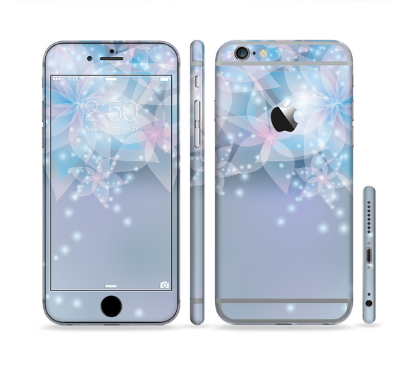 The Translucent Glowing Blue Flowers Sectioned Skin Series for the Apple iPhone 6