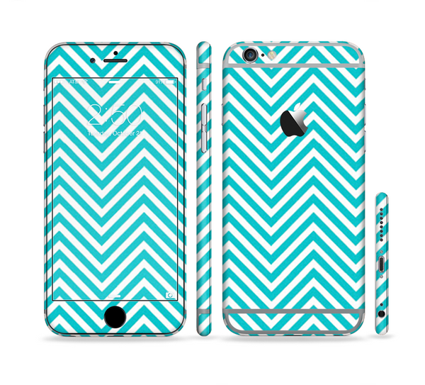 The Trendy Blue & White Sharp Chevron Pattern Sectioned Skin Series for the Apple iPhone 6 Plus