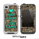 The Trendy Green Keep Calm & Love Camo Real Woods Skin for the iPhone 4-4s LifeProof Case