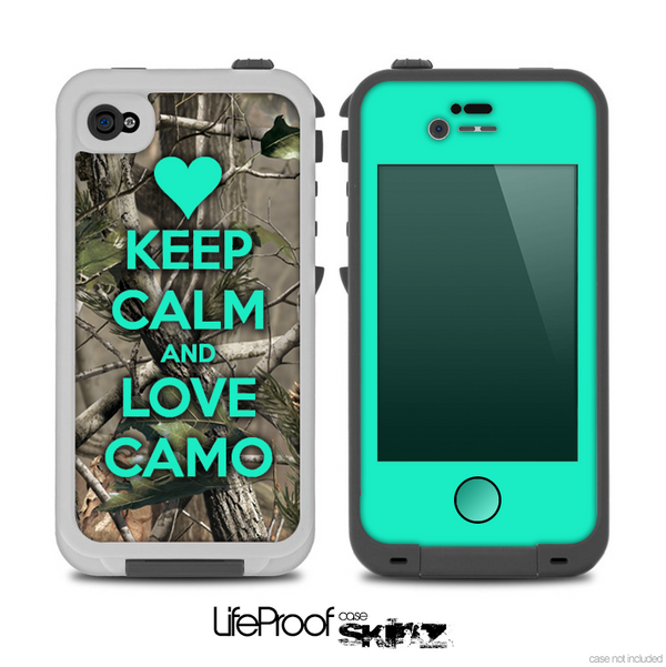 The Trendy Green V2 Keep Calm & Love Camo Real Camouflage Skin for the iPhone 4-4s LifeProof Case