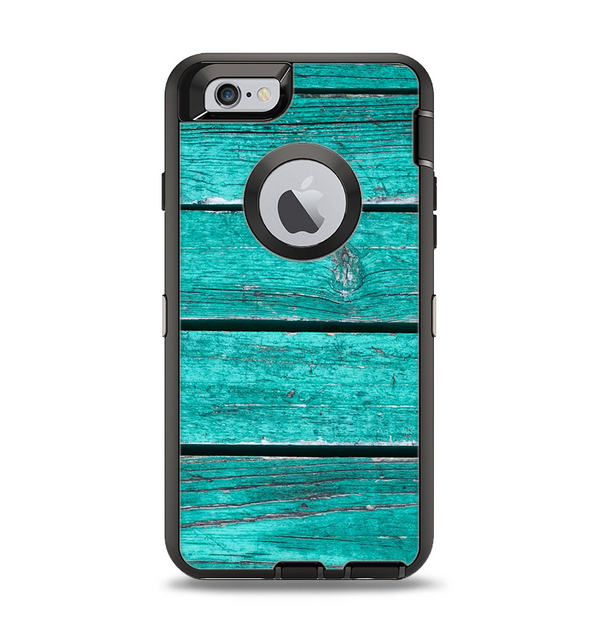 The Trendy Green Washed Wood Planks Apple iPhone 6 Otterbox Defender Case Skin Set