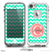 The Trendy Green & White Chevron Monogram Name Script Skin Coral v1 Skin for the iPhone 5-5s Fre LifeProof Case