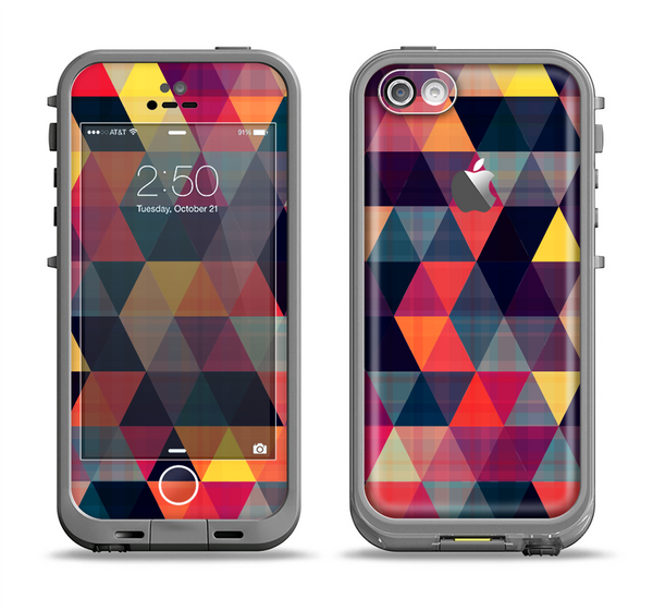 The Triangular Abstract Vibrant Colored Pattern Apple iPhone 5c LifeProof Fre Case Skin Set