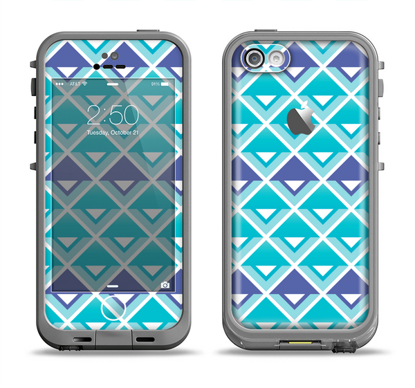 The Triangular Teal & Purple Abstract Cubes Apple iPhone 5c LifeProof Fre Case Skin Set