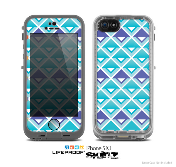 The Triangular Teal & Purple Abstract Cubes Skin for the Apple iPhone 5c LifeProof Case