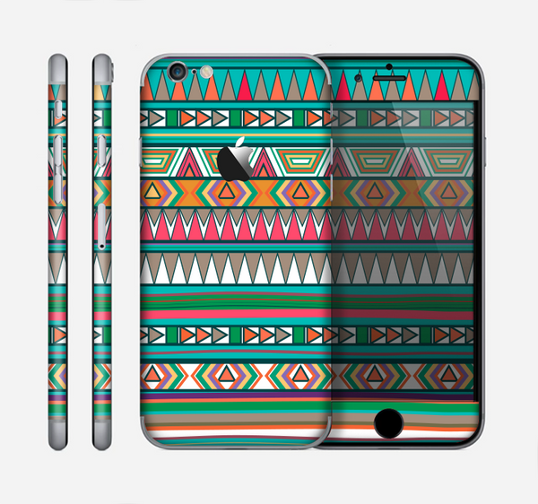The Tribal Vector Green & Pink Abstract Pattern V3 Skin for the Apple iPhone 6