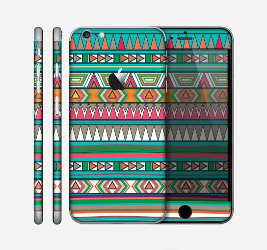 The Tribal Vector Green & Pink Abstract Pattern V3 Skin for the Apple iPhone 6 Plus