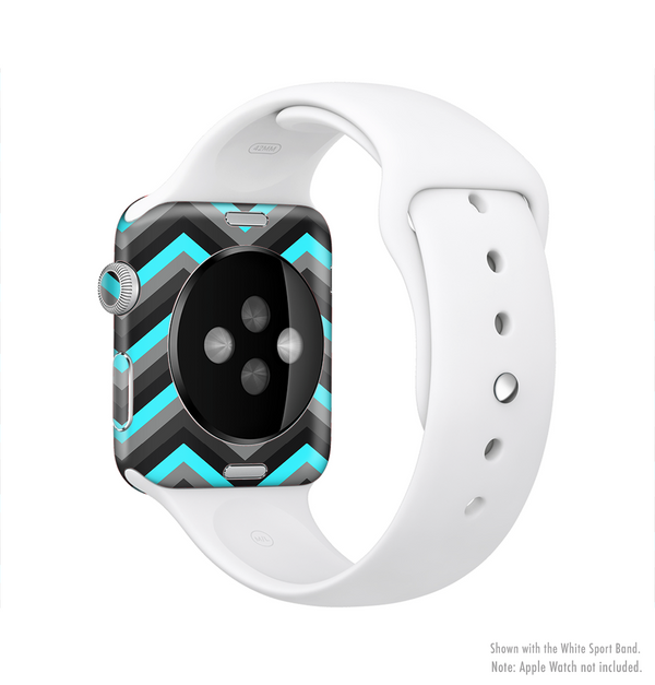 The Turquoise-Black-Gray Chevron Pattern Full-Body Skin Kit for the Apple Watch