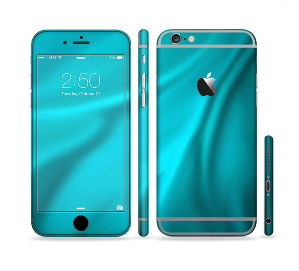 The Turquoise Blue Highlighted Fabric Sectioned Skin Series for the Apple iPhone 6 Plus