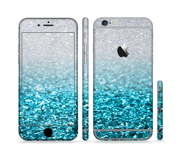 The Turquoise & Silver Glimmer Fade Sectioned Skin Series for the Apple iPhone 6s Plus