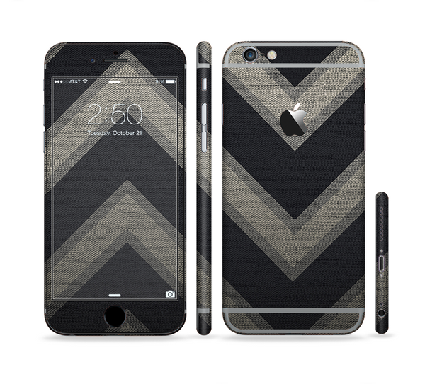 The Two-Toned Dark Black Wide Chevron Pattern Sectioned Skin Series for the Apple iPhone 6