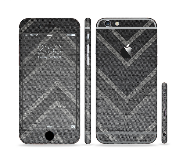 The Two-Toned Dark Black Wide Chevron Pattern V3 Sectioned Skin Series for the Apple iPhone 6