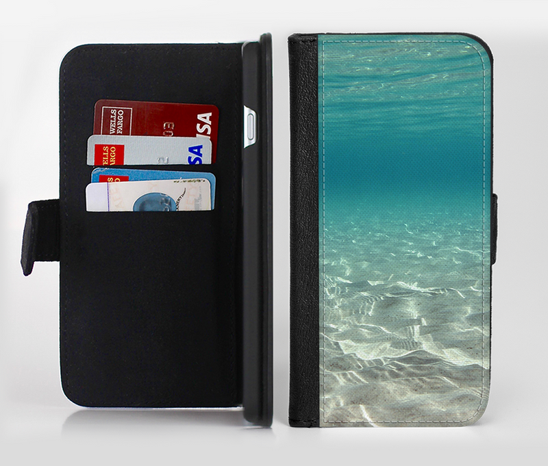 The Under The Sea Scenery Ink-Fuzed Leather Folding Wallet Credit-Card Case for the Apple iPhone 6/6s, 6/6s Plus, 5/5s and 5c