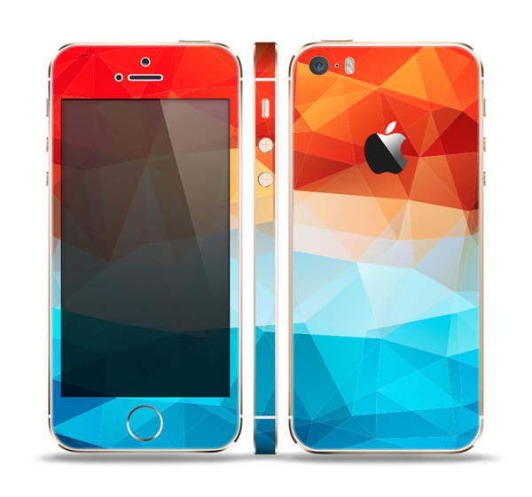 The Vector Abstract Shaped Blue-Orange Overlay Skin Set for the Apple iPhone 5s