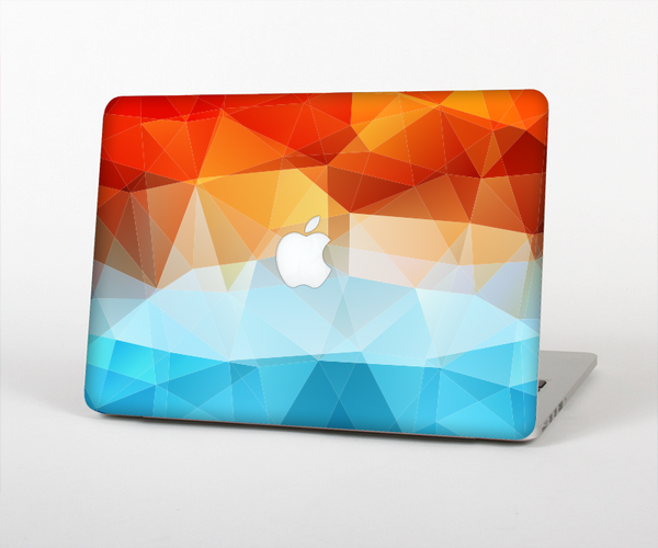 The Vector Abstract Shaped Blue-Orange Overlay Skin Set for the Apple MacBook Pro 15" with Retina Display